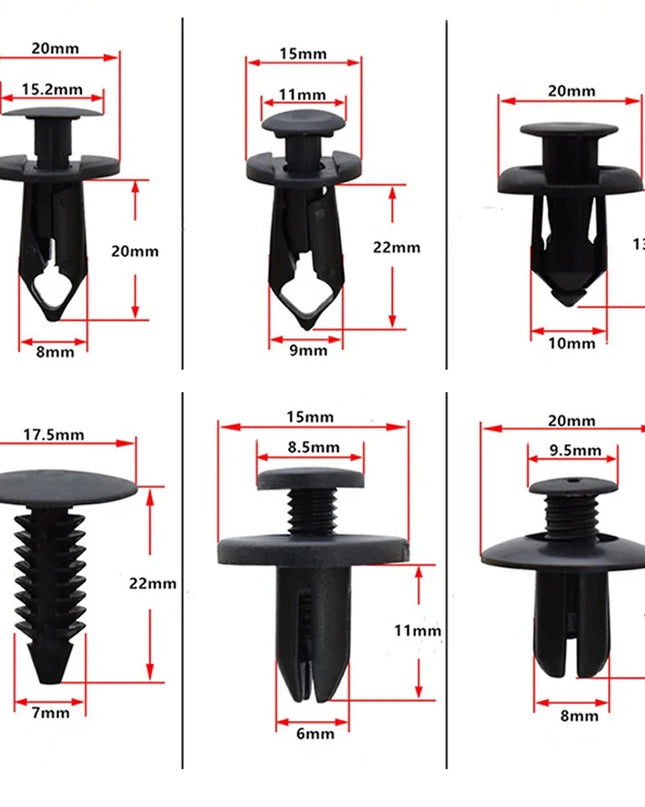 190PCS Car Retainer Clips 6 Sizes – Automotive Plastic Fasteners Kit for Auto Trim Panel Bumper Body Repair Tools