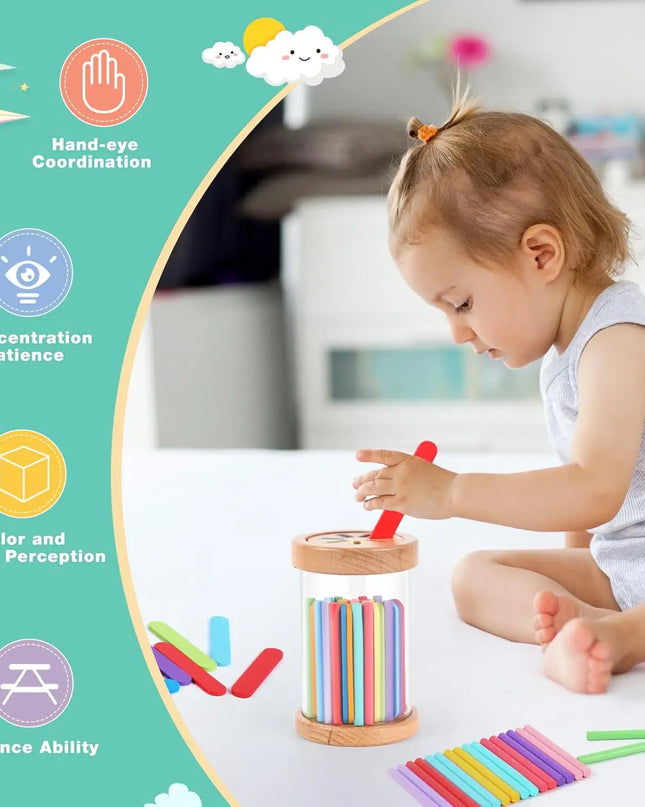 Montessori Toys Wooden Color Sorting Toys Fine Motor Skills Sensory Matching Games Educational Kid Toys For 1-3 Year Old 3+ Gift