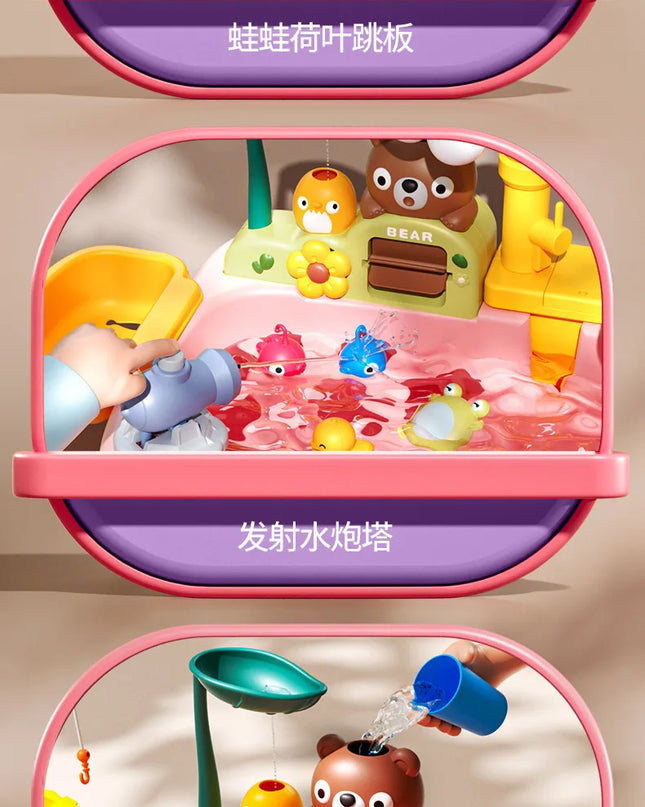 Children's kitchen toys electric fun water play water wash basin fishing dishwashing home role-playing baby early education toy
