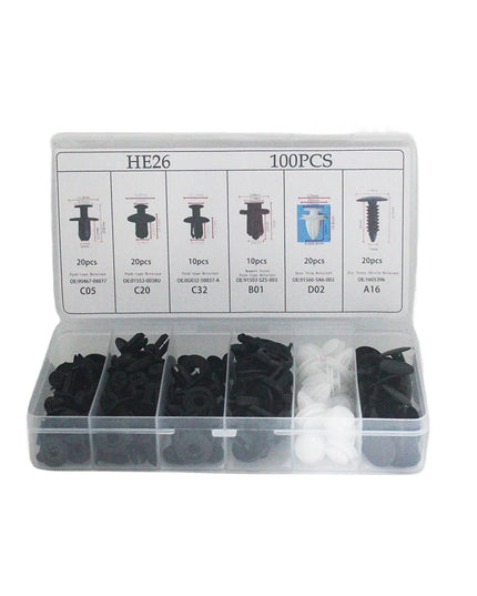 100pcs Auto Fastener Clip Kit Fender Rivet Clips Car Body Push Retainer Pin Rivet Bumper Door Trim Panel Retainer Car Clips