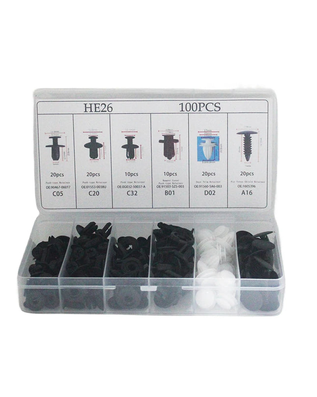 100pcs Auto Fastener Clip Kit Fender Rivet Clips Car Body Push Retainer Pin Rivet Bumper Door Trim Panel Retainer Car Clips