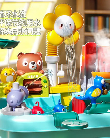 Children's kitchen toys electric fun water play water wash basin fishing dishwashing home role-playing baby early education toy