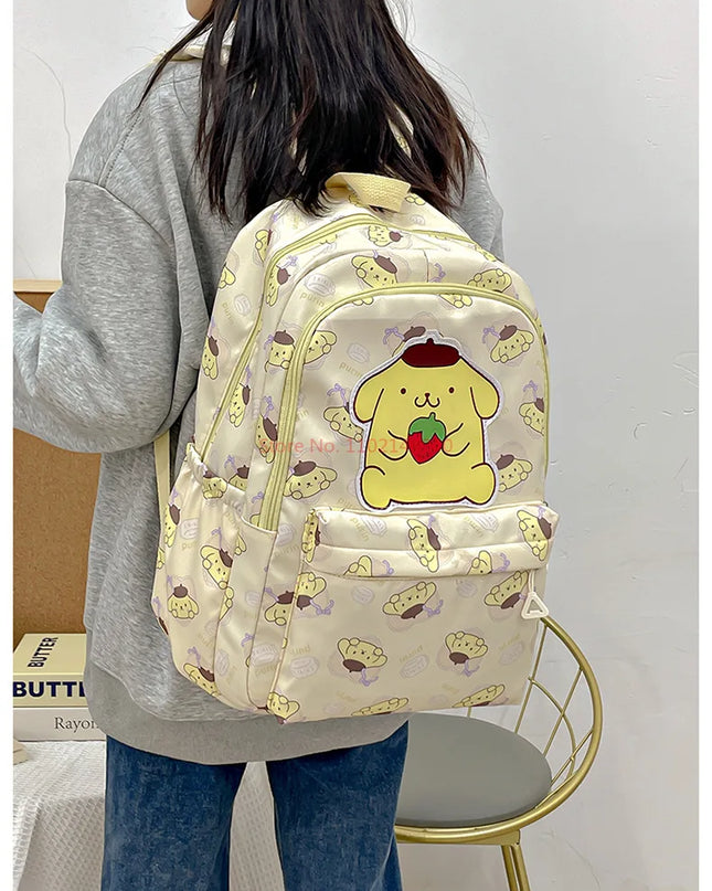 Sanrio Backpack For Kids Cartoon Hello Kitty Kuromi Bookbag Student Teenager Girl Boy Nylon Shoulders Bag Schoolbag Kawaii Bags