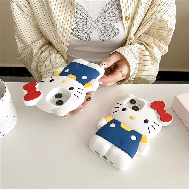 Couple Gift Blue Braces Hello Kitty Cartoon Silicon Back Phone Case for iPhone 12 13 Pro 11 14 15 Pro Max 13 14 Luxury Shell
