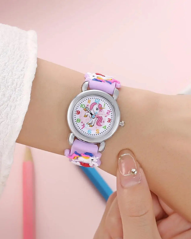 New Fashion Colorful Cartoon Unicorn Student and Children's Watch Quartz Watch Electronic Watch