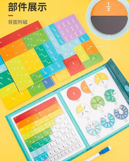 Montessori Magnetic Fraction Learning Math Toy Montessori Arithmetic Teaching Aids Wooden Book Educational Toys For Children