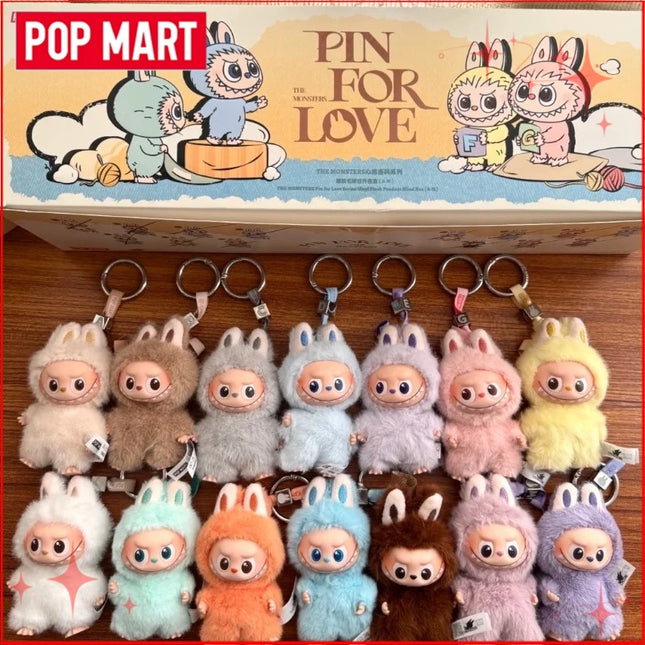 POP MART The Monsters Labubu V4 Pin for Love Series  Blind Box Vinyl Face Plush Doll Pendant Keychain Toy Christmas Gifts