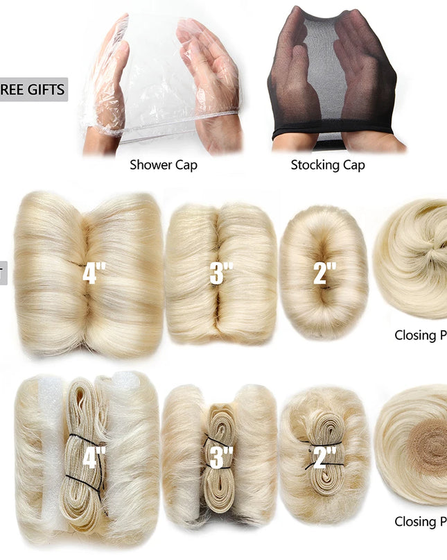 613 Blonde Straight Bundle Human Hair Bundles With Circular Closure 1B 27 30 4 BUG Colored Short Remy Human Hair 28Pcs/Lot