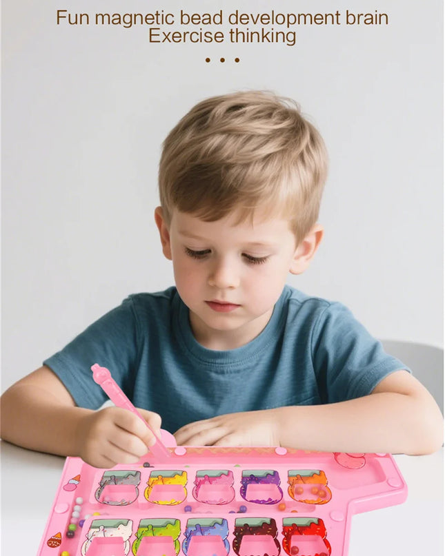 Montessori Magnetic Maze Color Sorting Game Kids Toys Fine Motor Training Pen Control Moving Bead Sensory Play Educational Toys