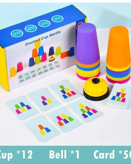 Montessori Toys Stack Cup Game With Card Educational Intellectual Enlightenment Color Cognition Logic Training Kids Children