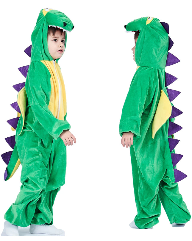 Kids Child Animal Dinosaur Dragon Costume Cosplay Jumpsuit for Boys Girls Halloween Party Mardi Gras Fancy Dress Headgear