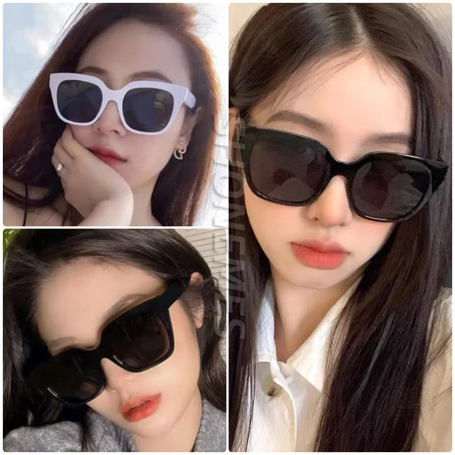 SHONEMES Square Sunglasses Vintage Men Women Shades Big Frame Outdoor UV400 Sun Glasses Black White for Female Male