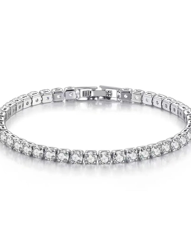 Lihong S925 Sterling Silver Bracelet Zirconia Tennis Ball Women Fashion Simple Engagement Wedding Charm Jewelry 4mm 16-20cm