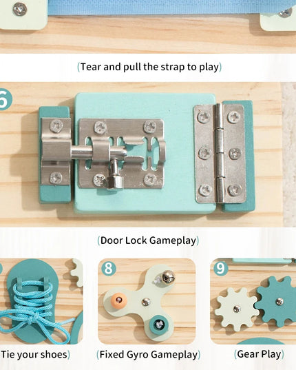 Montessori Busy Board for Toddlers Wooden Activity Sensory Board for Fine Motor Skills Travel Educational Learning  Toys for Kid