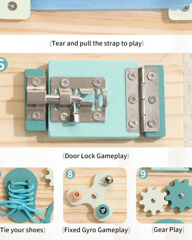 Montessori Busy Board for Toddlers Wooden Activity Sensory Board for Fine Motor Skills Travel Educational Learning  Toys for Kid