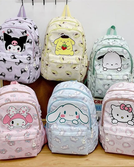 Sanrio Backpack For Kids Cartoon Hello Kitty Kuromi Bookbag Student Teenager Girl Boy Nylon Shoulders Bag Schoolbag Kawaii Bags