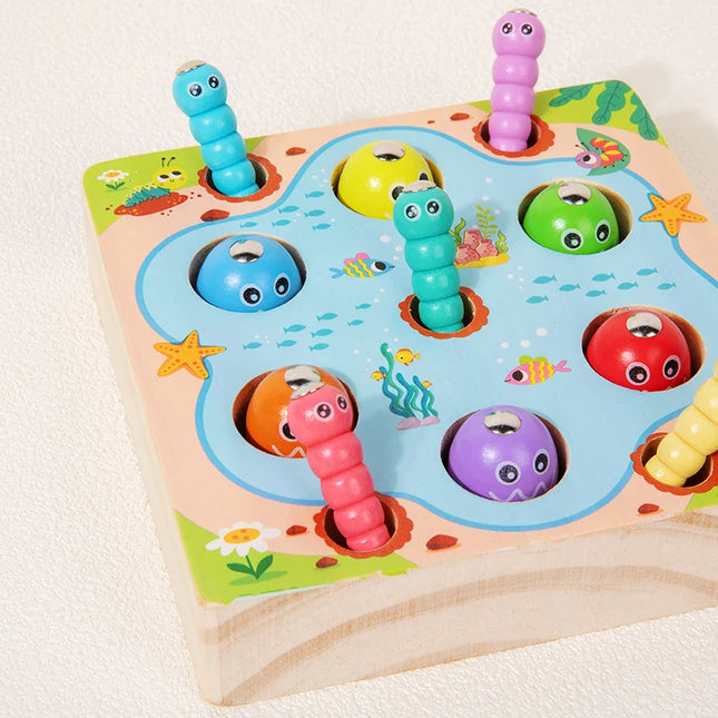 Wooden Fishing Game Toys Children Early Education Color Cognitive Toy Kids Interactive Games Toys for Gifts Fine Motor Skill