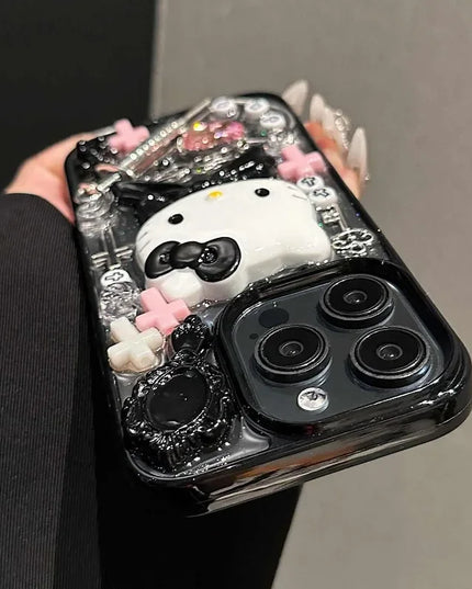 Kawaii Hello Kitty Cartoon DIY Phone Case Suitable for IPhone 15 14 13 11 16ProMax Y2k Cool Girl Anti Drop Transparent Case 2025