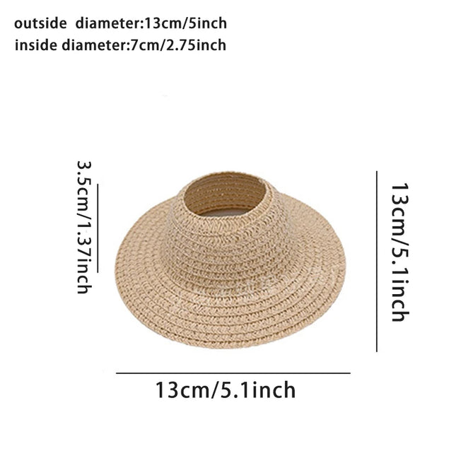 Labubu open top straw hat, party clothing accessories, rustic style Labubu baby clothes decoration accessories (hat only)