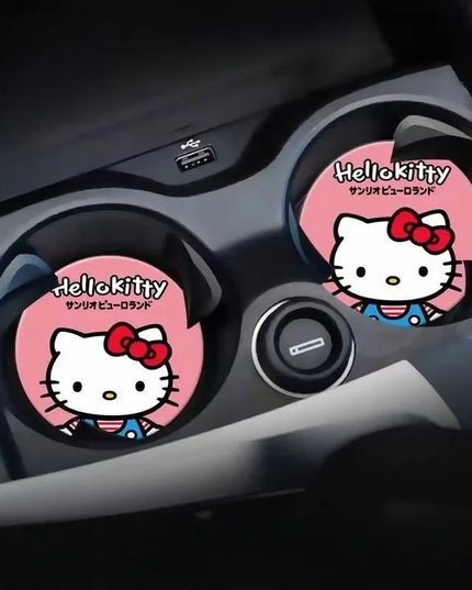 2pcs Sanrio Hello Kitty Car cup Coasters Cartoon car inner Decoration Anti Slip Mat silicone Car Cup pad Gifts for girl friend