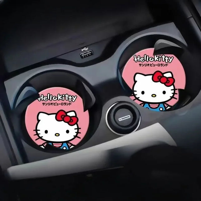 2pcs Sanrio Hello Kitty Car cup Coasters Cartoon car inner Decoration Anti Slip Mat silicone Car Cup pad Gifts for girl friend