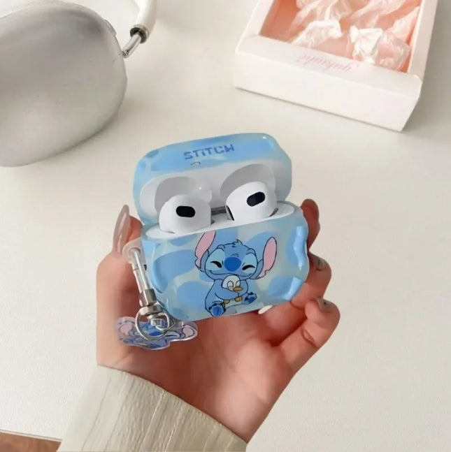 Cartoon Stitch Earphone Case for Apple AirPods 1 2 3 Pro 2 Case Cute  Earphones Case Air Pods 4 Protective Cover With Hook