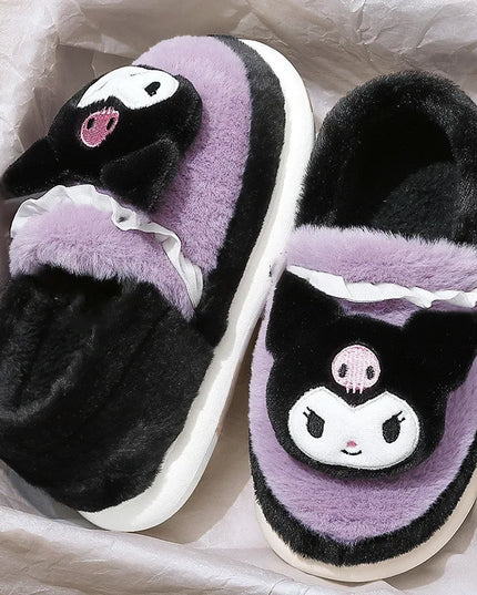 Anime Cartoon Kawaii Hello Kitty My Melody Cinnamoroll Kuromi Slippers Cute Home Thick-Soled Plush Slippers Girls Surprise Gift