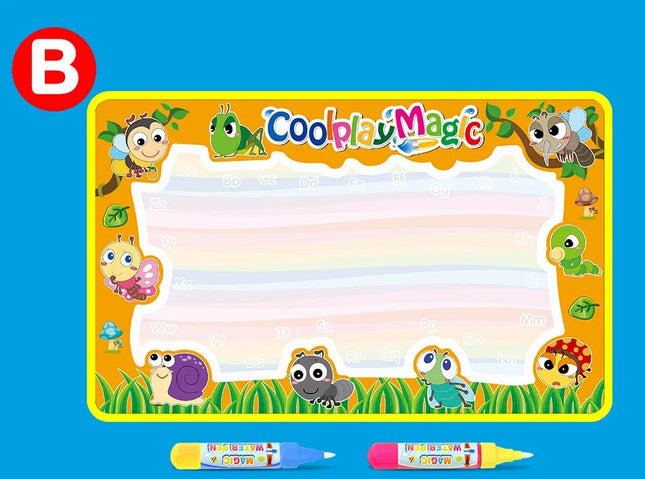 Animal Themes Rainbow Water Drawing Mat with 2 Pens Kids Water Doodle Mat Coloring Books Water Painting Rug Xmas Gift for Kids