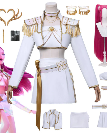 Anime Mira White PU Uniform Cosplay Costume Wig Woman Christmas Halloween Party Clothing