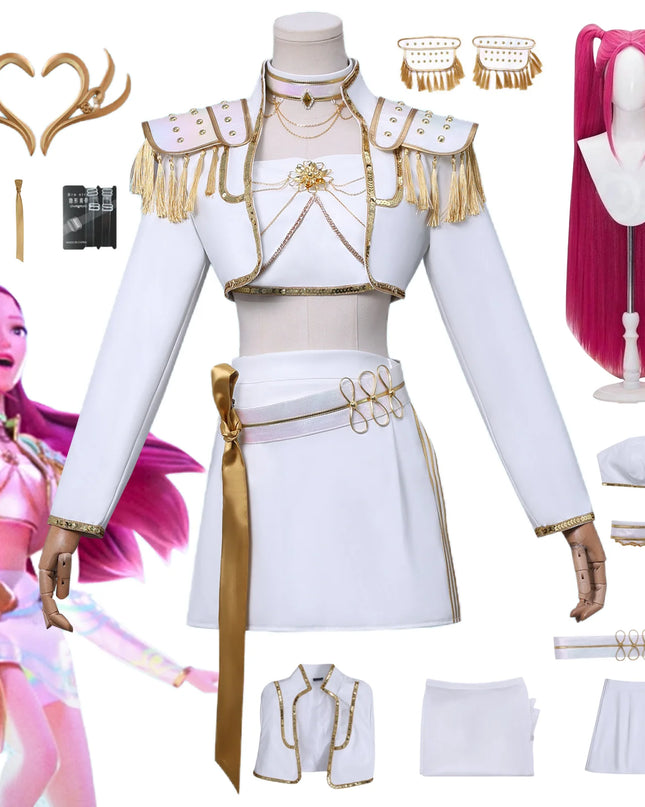 Anime Mira White PU Uniform Cosplay Costume Wig Woman Christmas Halloween Party Clothing