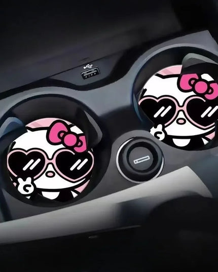 2pcs Sanrio Hello Kitty Car cup Coasters Cartoon car inner Decoration Anti Slip Mat silicone Car Cup pad Gifts for girl friend