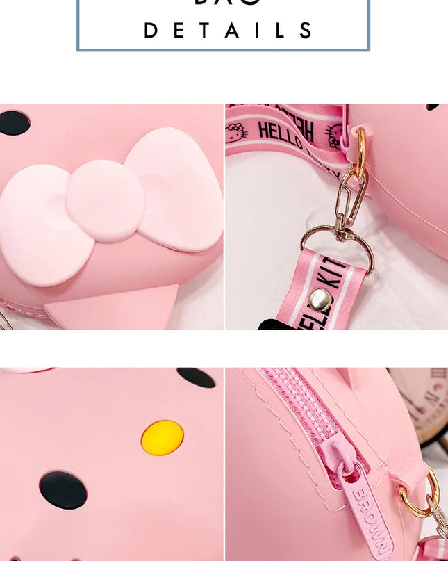 Hello Kitty Silicone Crossbody Bags Women Girls Kawaii 11cm/19cm Messenger Bag 3d Shoulder Small Purse Phone Bag Girlfriend Gift