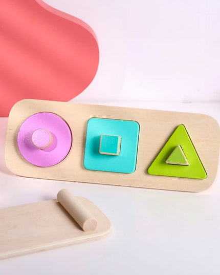 Montessori Wood Toys 0-12Months Baby Colorful Geometry Grasping Board Toys Newborn Sensory Touch Shape Recognition Game Toy Gift