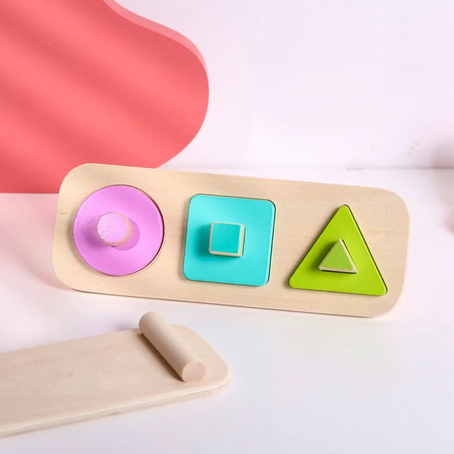 Montessori Wood Toys 0-12Months Baby Colorful Geometry Grasping Board Toys Newborn Sensory Touch Shape Recognition Game Toy Gift