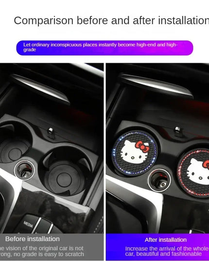 2pcs Sanrio Hello Kitty Car cup Coasters Cartoon car inner Decoration Anti Slip Mat silicone Car Cup pad Gifts for girl friend