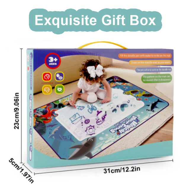 100*80CM Magic Water Doodle Mat for Kids - Reusable Waterproof Drawing Board with Magic Pens, Educational Art Toy for kids