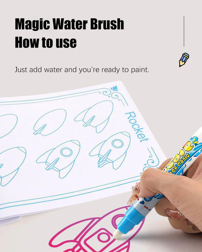 80x80CM Magic Water Drawing Mat Coloring Doodle Mat Montessori Painting Board Painting Pad Magic Pens Kids Educational Toy Gifts