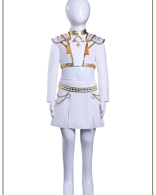 IN STOCK Rumi Mira Zoey White Leather Singing Suit Costume Set Halloween Carnival Role Play Party For Girls