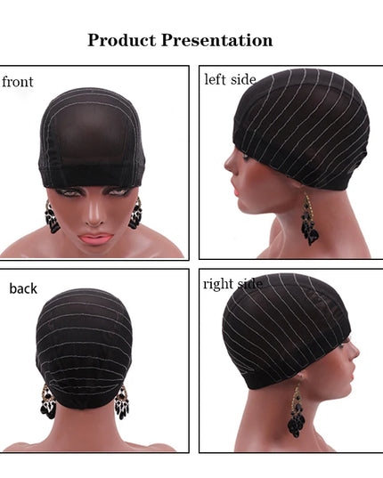 1Pcs Glueless Mesh Cap With White Line For Wig Making Black Frontal Map Cap With Guideline For Beginner Hairnet 4*4 Lace Closure