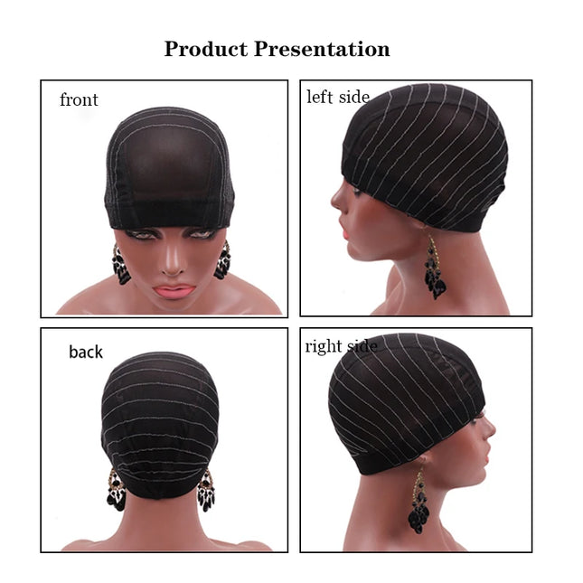 1Pcs Glueless Mesh Cap With White Line For Wig Making Black Frontal Map Cap With Guideline For Beginner Hairnet 4*4 Lace Closure