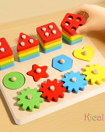 Montessori Educational Wooden Toys Preschool Children Busy Board Count Shape Colors Match Puzzle Learning Toys Gifts
