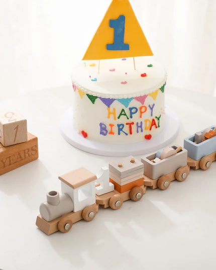 Montessori Toys Wooden Train Birthday Toy Baby Educational Toys Wooden Trolley Baby Learning Toys Number Of Wood Baby Toys Gifts