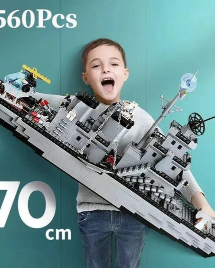 Huge size 1560PCS Navy war ship Army ship model warship 6 in 1 multi-shape combination building blocks to build a boy toy set