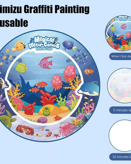 80x80CM Magic Water Drawing Mat Coloring Doodle Mat Montessori Painting Board Painting Pad Magic Pens Kids Educational Toy Gifts