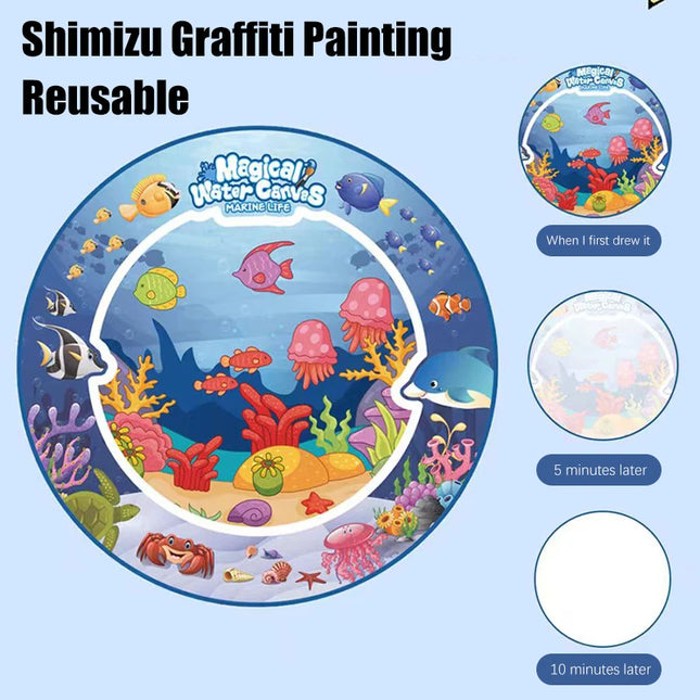 80x80CM Magic Water Drawing Mat Coloring Doodle Mat Montessori Painting Board Painting Pad Magic Pens Kids Educational Toy Gifts