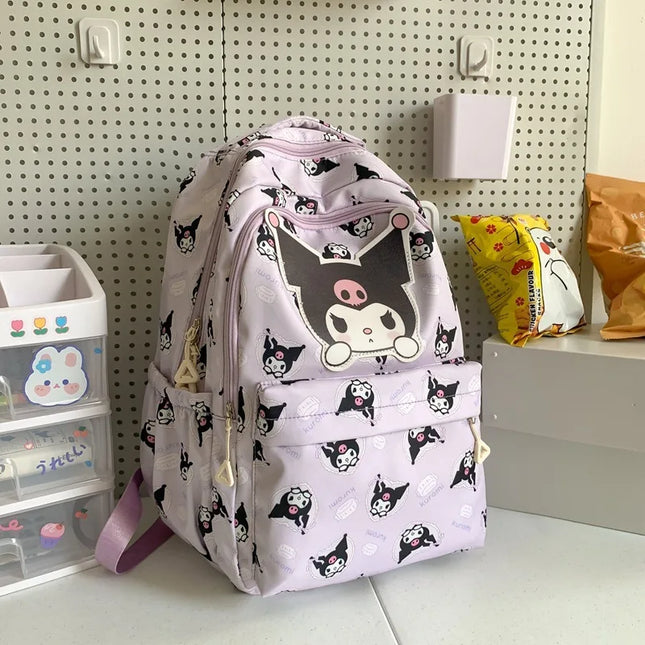 Sanrio Backpack For Kids Cartoon Hello Kitty Kuromi Bookbag Student Teenager Girl Boy Nylon Shoulders Bag Schoolbag Kawaii Bags