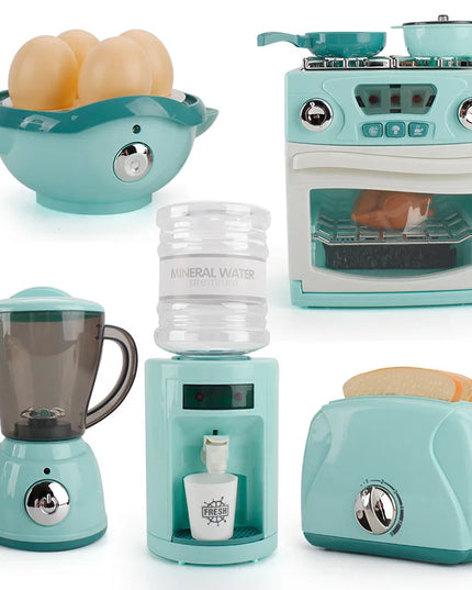 Kitchen Toys Set Kids Pretend Play Home Appliances Washing Machine Toaster Microwave Juicer Egg Cooker Girls Boys Play House Toy