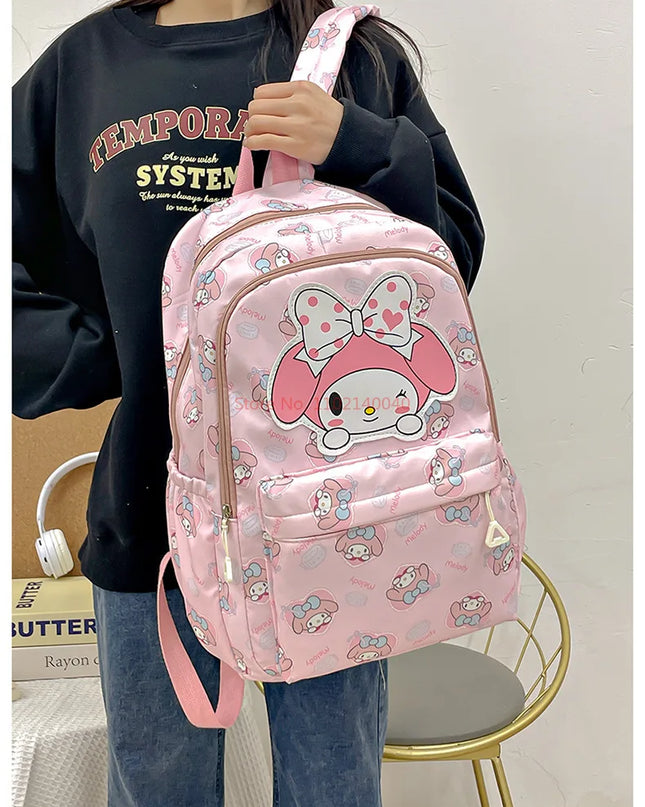 Sanrio Backpack For Kids Cartoon Hello Kitty Kuromi Bookbag Student Teenager Girl Boy Nylon Shoulders Bag Schoolbag Kawaii Bags