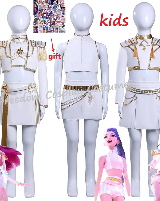 IN STOCK Rumi Mira Zoey White Leather Singing Suit Costume Set Halloween Carnival Role Play Party For Girls