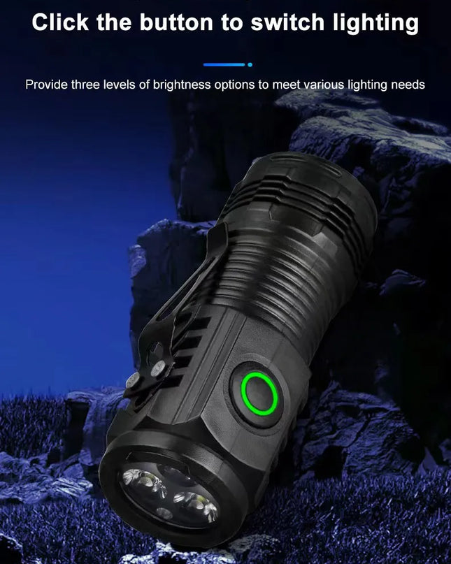 LED Strong Light Flashlight Rechargeable Multi functional for Long Range Portable Outdoor Home Mini Flashlight Cap Clip Light